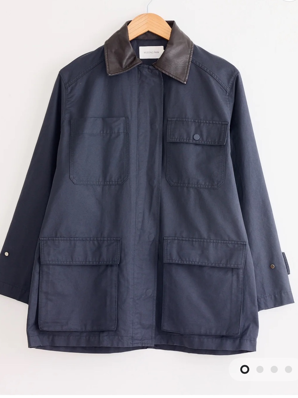 $280 MIJEONG PARK Women's Contrast Collar Work Jacket in Navy Sz Small